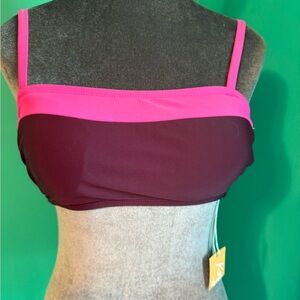 Kona Sol Pink and Purple Bandeau Bikini top